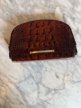 Brahmin Brown Croc-Embossed Cosmetic Pouch